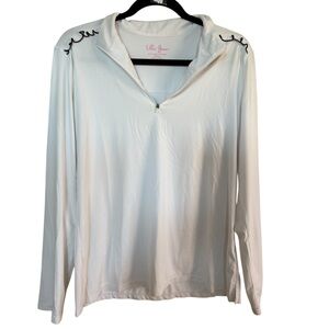 Lillie green Women's White 3/4 Zip Top Longsleeve